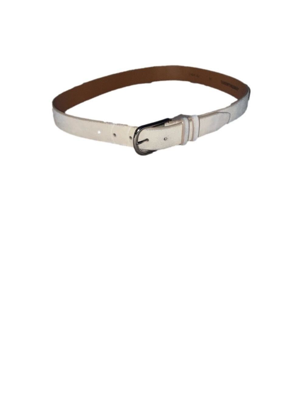 Johnston & Murphy Men’s Suede Belt Off-White Light Gray Size 40 Silver Buckle